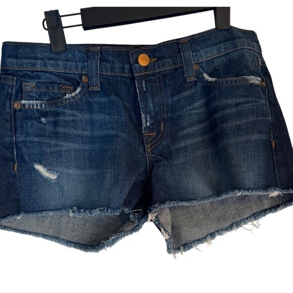 J Brand Size 25 Womens Denim Cutoff Shorts Distressed Frayed Hem Blue Wash - Picture 1 of 12